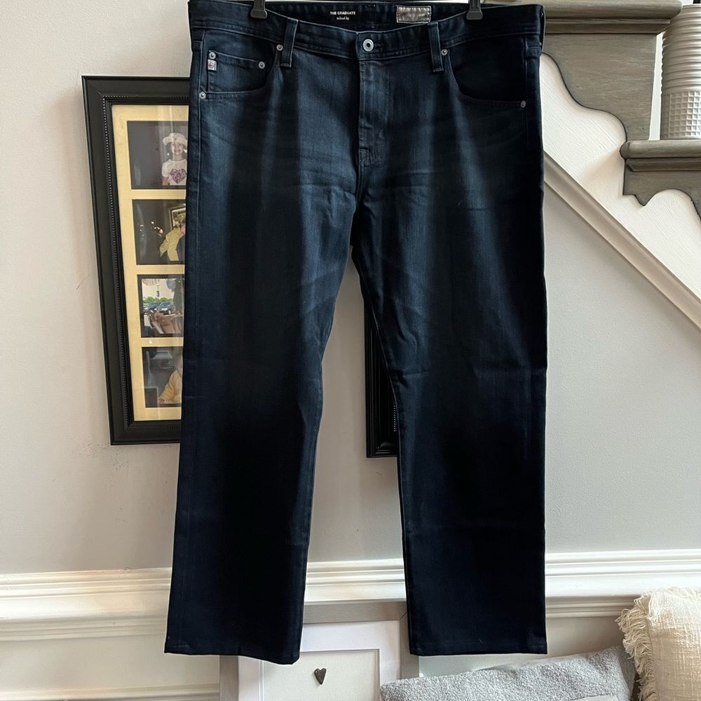 AG Adriano Goldschmeid Black The Graduate Tailored Leg Jeans sz 38x30 EUC